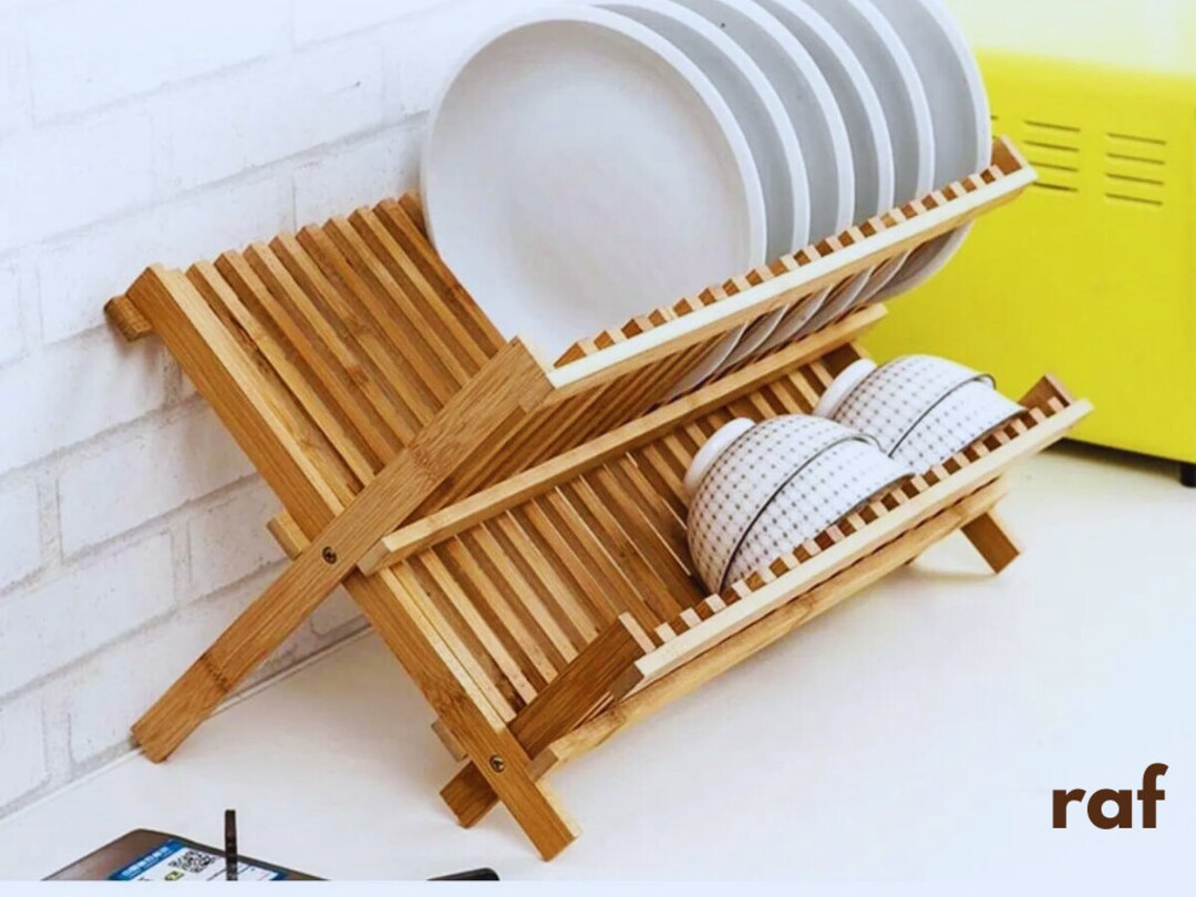 Bamboo Dish Holder, Wooden Dish Rack, Dish Drying Rack, Multi-tier Rack ...