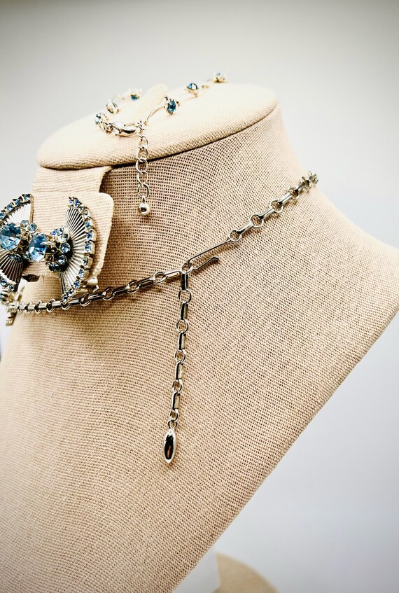 Blue and Silver Fan Necklace, Earrings and Bracel… - image 3