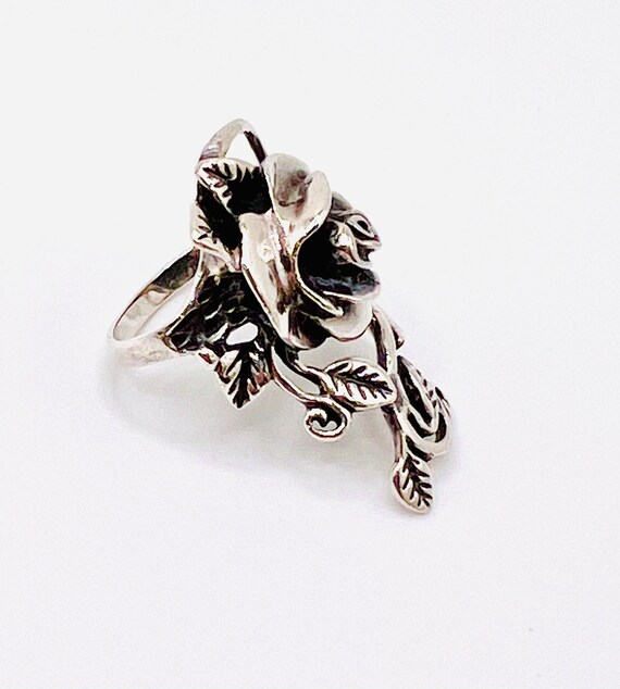 Sterling Floral Statement Ring - image 4
