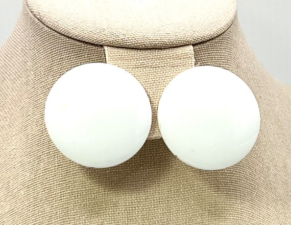 Large Round White Button Earrings - image 1