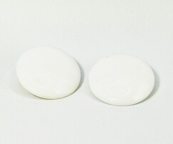 Large Round White Button Earrings - image 5