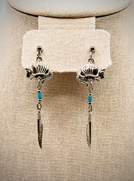 Armadillo and Feather Earrings