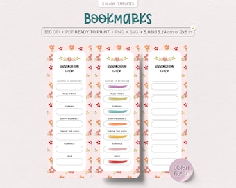 Set of 3 Annotation Key Color Guide Bookmarks with Flower Pattern | PNG | PDF Ready to Print | SVG | For Personal Use Only