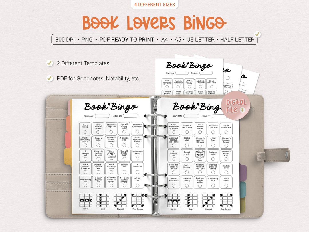 Book Bingo Challenge | Printable Reading Game (PDF) - Etsy