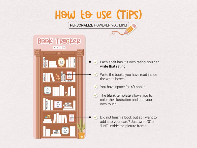 Printable Book Tracker Card | Reading Log (PNG, PDF, SVG) - Etsy