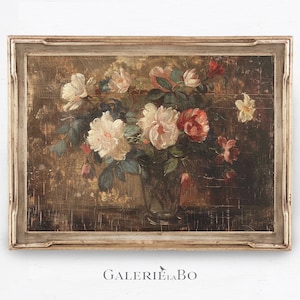 Pittura floreale peonie vintage / Stampe vintage su tela / Stampa d&#39;arte / A3