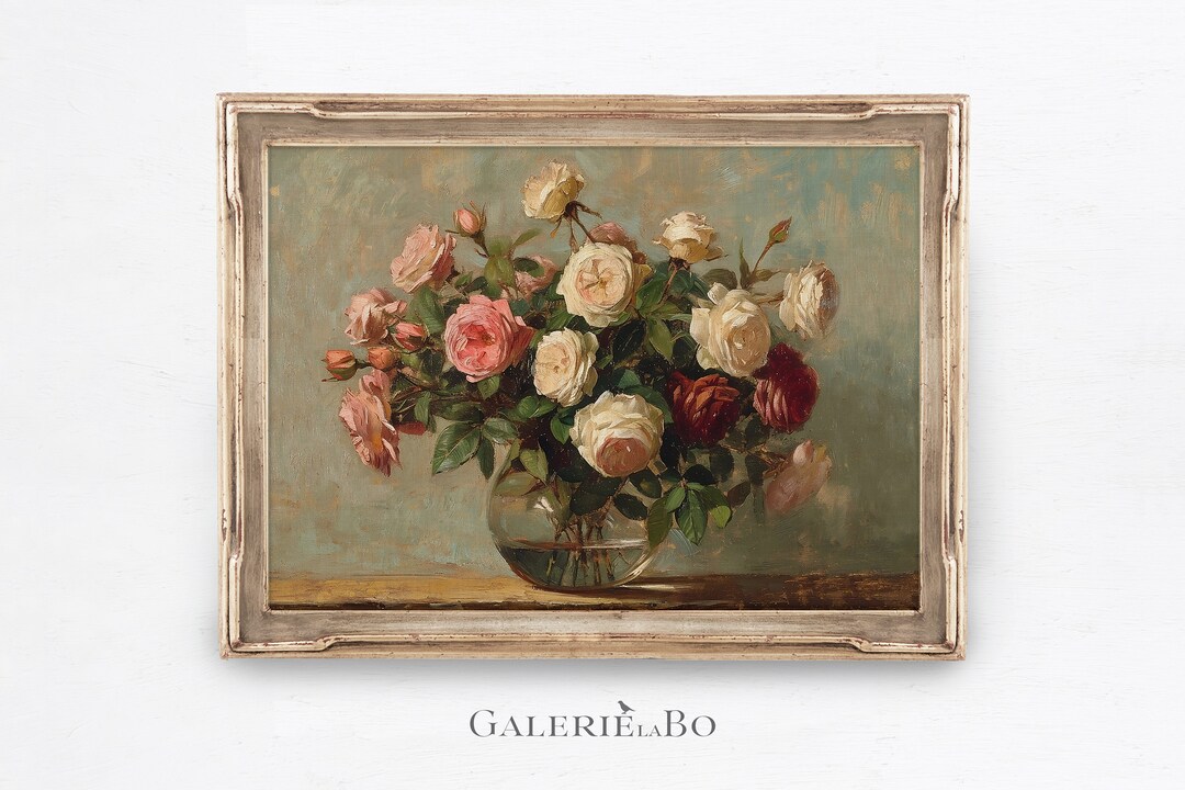 Vintage Rose Wall Art Gift | Romantic Floral Print | Elegant Art for ...