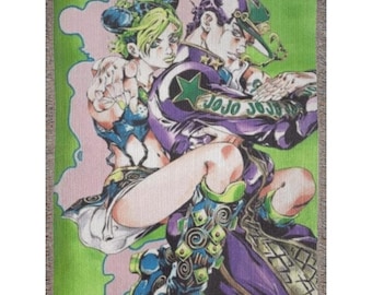 Jojo'S Bizarre Adventure Woven Blanket, Colorful Manga Style Throw, Bizarre Art Tapestry, Kawaii Room Decor, Trendy Gift 100% cotton
