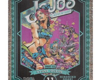 Jojo bizarre adventure Woven Blanket, Fashion Anime Throw, Manga Wall Art Vibrant Character Design Gift, Streetwear Style Decor 100% cotton