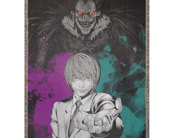 Vintage Anime and Manga Woven Blanket Gothic Manga Throw, Psychological Thriller Tapestry, Edgy Room Decor, Cozy Gift, sofa throw anime gift