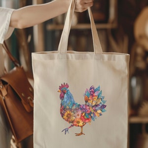 Sac fourre-tout au poulet Sac fourre-tout animal Sac fourre-tout Farmers Market pour bibliothèque Sac Farmers Market Sac à provisions au poulet Sac à bandoulière