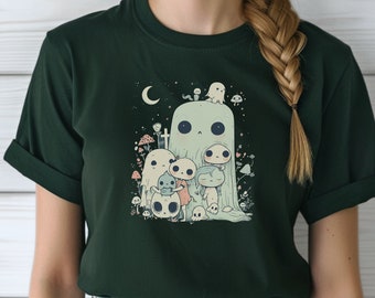 Camiseta Yume Kawaii Ghost Family, Camiseta Pastel Goth Trippy Moon