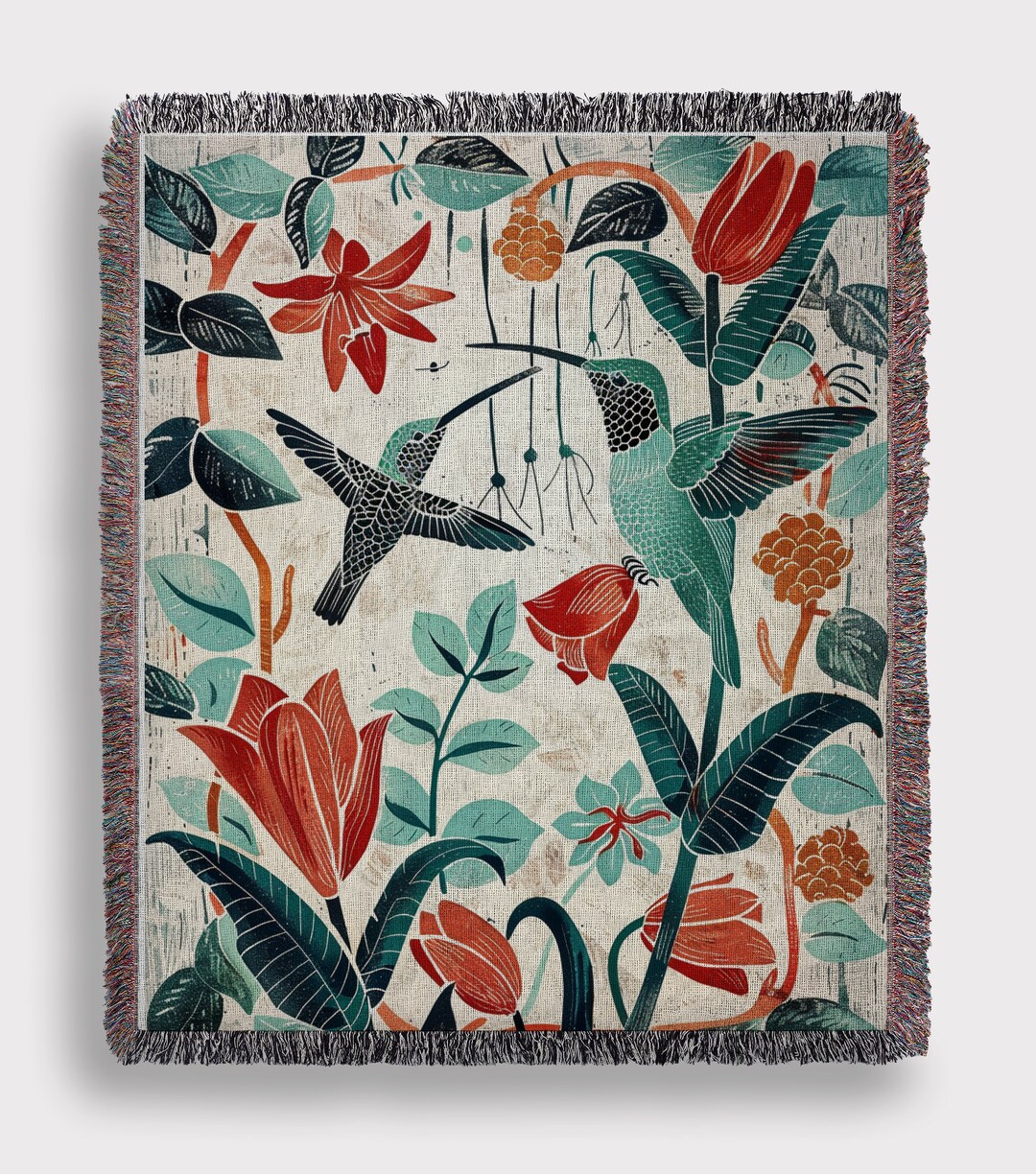 Botanical Woven Throw Blanket Plant Blanket Flower Blanket Tapestry ...