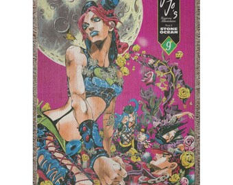 Jojo's bizarre adventure Woven Blanket Colorful Manga Art Throw Bizarre Style Tapestry, Kawaii Room Decor Trendy Gift 100% cotton sofa throw