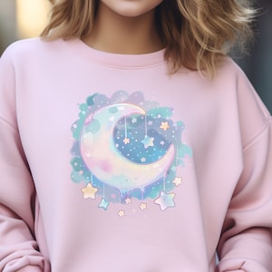 Yume Kawaii Sweatshirt Yume Kawaii Pastel Goth Sweatshirt Yami Kawaii Trippy Moon Sweatshirt Kawaii Sweatshirt Anime Girl Sweatshirt
