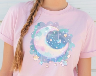 Camiseta Yume Kawaii Camiseta Fairy Kei Camiseta Yume Kawaii Pastel Goth Camiseta Yami Kawaii Trippy Moon Ropa Kawaii Camiseta Kawaii Top Celestial