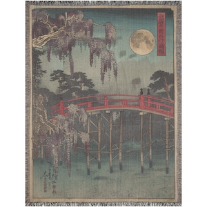Japanese motif blanket pattern Vintage Japanese Woven Blanket Ukiyoe Japanese Wall Decor Traditional Japanese Japanese Print