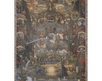 Elden Ring Dark Fantasy Rpg Woven Blanket, Epic Medieval Game Throw, Gothic Aesthetic Tapestry, Gamer Room Decor, Cozy Gift 100% cotton