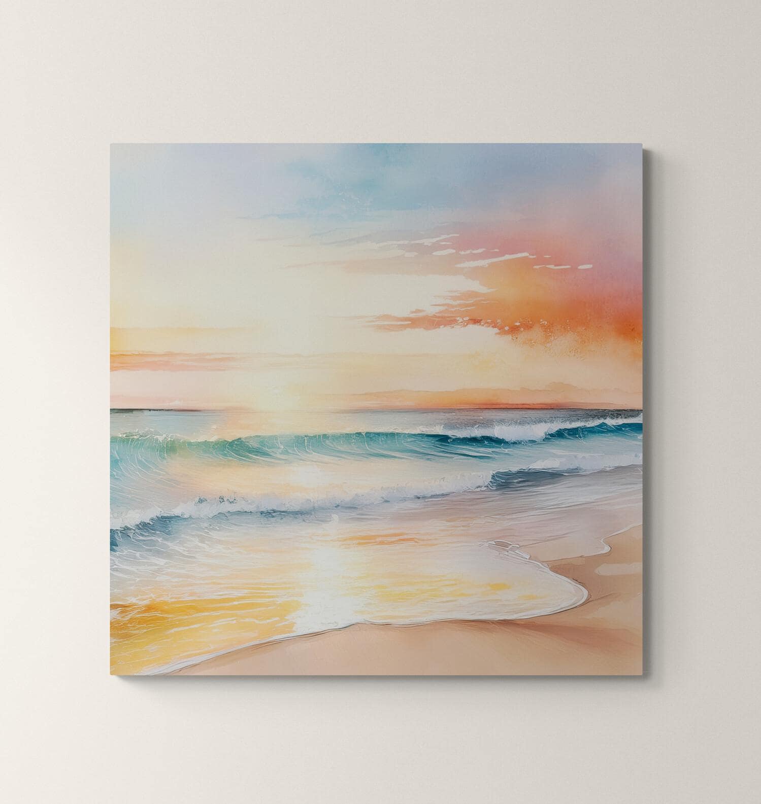 Coastal Sunset Watercolor Print: Pastel Ocean Wall Art - Etsy
