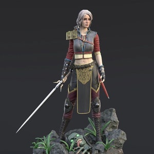 Ciri Diorama Witcher 3 Kunststatue zum Sammeln oder 3D-STL-Datei Premium-Modelle und Drucke Bild 1