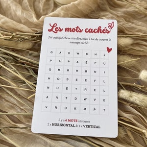 Hidden word card / word search card / love / secret message