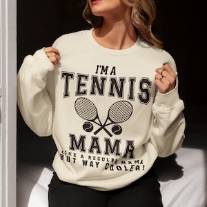 Tennis Mama Crewneck Sweatshirt, Cool Tennis Mom Sweater, Trendy College Block Mom Shirt, New Mom Mother&#39;s day Gift, Tennis Lover Gift