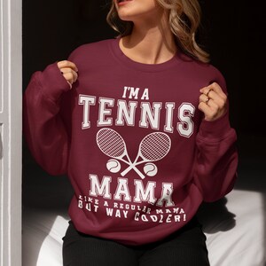 Tennis Mama Crewneck Sweatshirt, Cool Tennis Mom Sweater, Trendy College Block Mom Shirt, New Mom Mother&#39;s day Gift, Tennis Lover Gift