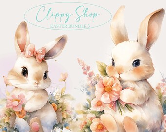 Easter bundle 2 - Nursery clipart, children, Easter clipart, spring bunnies clipart, floral clipart, Easter bunny.