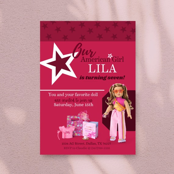 Customizable Doll Birthday Invitation: American Girl Inspired (Digital)