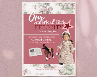 Birthday Invitation: American Girl Inspired | Felicity | AG Doll