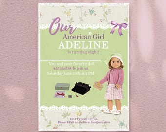 Customizable American Girl Birthday Invitation | Kit | American Girl Doll | AG Doll