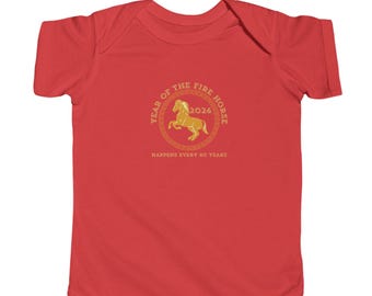 2026 Lunar New Year Infant Bodysuit Year of the Horse Baby Shirt Baby Apparel Baby Clothing Year of the Fire Horse Baby Gift, Chinese Zodiac