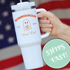 Personalized Summerween Ghost 40 oz Tumbler Creepy Summer Summerween Social Club Summerween Gift Spooky Season Spooky Summer Halloween Lover
