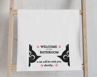 Lustig Willkommen im Badezimmer Katzen Handtuch Süßes Badezimmer Dekor Katzen Liebhaber Geschenk Weiche Katze Badezimmer Handtuch Humorvolles Kitty Handtuch Katzen Liebhaber Geschenk