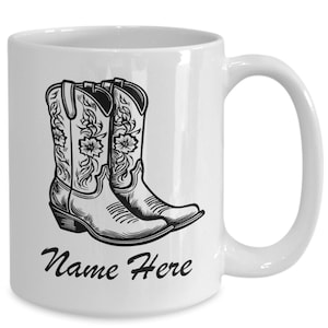 Personalized Cowboy Boots Coffee Mug Cowgirl Bachelorette Party Gifts Western Themed Party Favor Cowboy Theme Party Western Cowgirl Boots