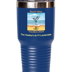 Beach Vibes Family Vacation  Personalized Girl’s Trip Tumbler with Lid Family Trip Memborabilia Tumbler 2024 Custom Beach Trip Cup