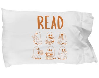 Personalisierter Halloween Geist Kissenbezug: Gruseliges Buchliebhaber Lesegeschenk