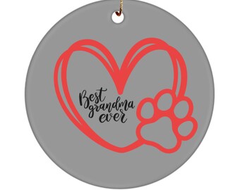 Pet Grandma Ceramic Ornament: Dog Cat Lover Gift