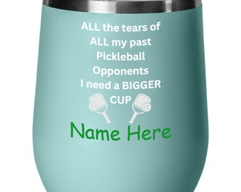 Funny Personalized Pickleball Wine Glass with Lid