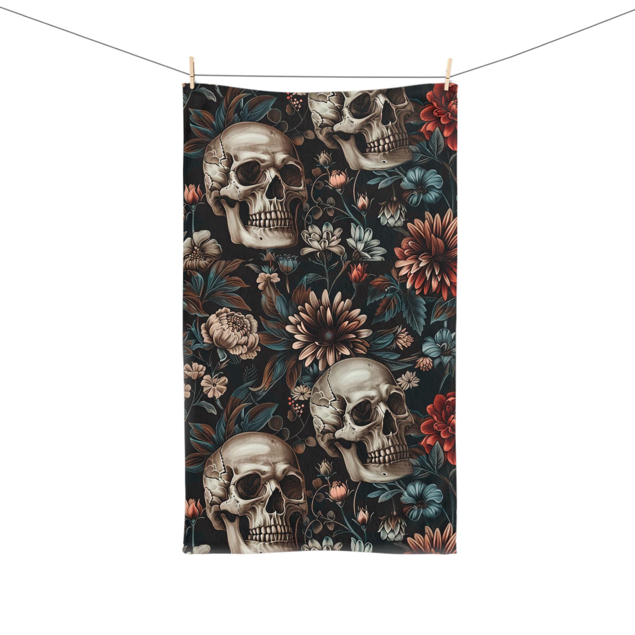 Gothic Skull Hand Towel: Spooky Halloween Bathroom Decor - Etsy