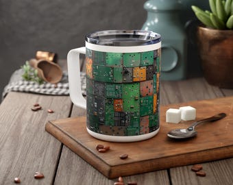 Diseños de placas de circuitos con alimentación por computadora, taza de viaje aislada, taza para nerds científicos, idea de regalo tecnológico para programadores, regalo para científicos, ciencia espacial