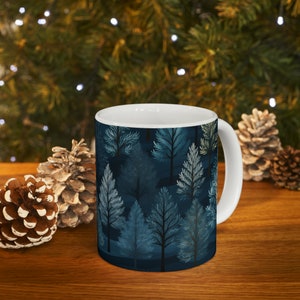 Blue Tree Forest Mug, Mountains Mug, Trees Mug, Art Mug, Nature Mug, Coffee, Tea, Liquor, Gift Ideas, Gift For Him, Gift For Her, Scenic