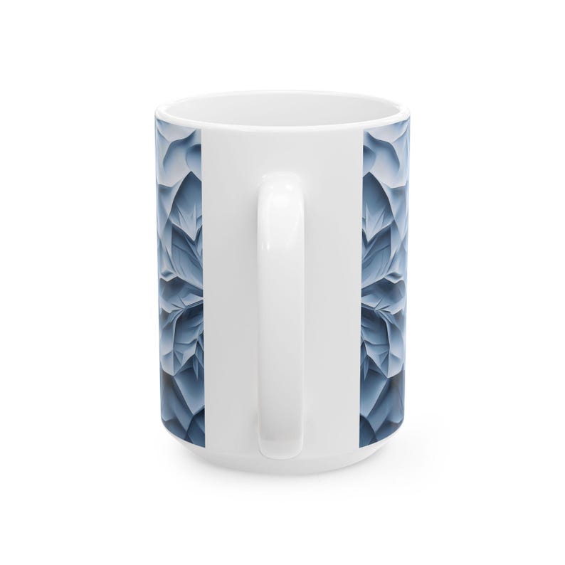 Taza de café con diseño de escultura de hielo de copo de nieve congelado, taza grande de cerámica con temática de invierno nevado, decoración artística navideña. imagen 10