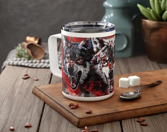 Taza de viaje con aislamiento Wolfpack, taza con tapa para fanáticos de los deportes de estudiantes universitarios, idea de regalo para exalumnos universitarios, amor por Carolina del Norte, espíritu de equipo de la ciudad natal