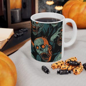 Zombie Attack Halloween Massacre Coffee Mug, The Undead Cup, Walkers Biters, Vampire Ghouls Demons Of Fall, Spooky Season Infected Lurkers