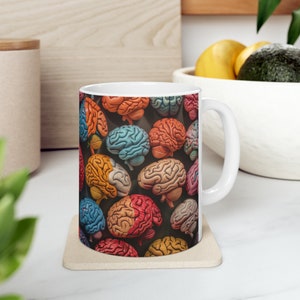Brain Power Mug, Anatomy Cup, Medical Science Major, Neurology Specialist, Neurologist Doctor, Zombie Brains Mug, Happy Halloween Fall Scene
