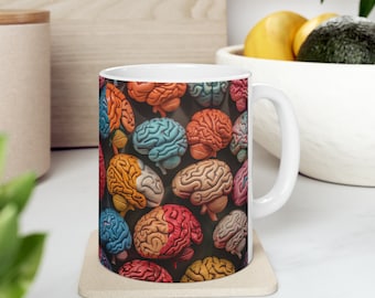 Brain Power Mug, Anatomy Cup, Medical Science Major, Neurology Specialist, Neurologist Doctor, Zombie Brains Mug, Happy Halloween Fall Scene