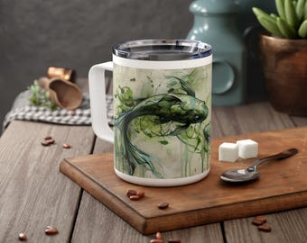 Pisces Astrological Artwork Insulated Travel Mug, Pisces Fish Sign Cup, Astrology Zodiac Mug, Celestial Horoscope Symbols, Birth Month Gift