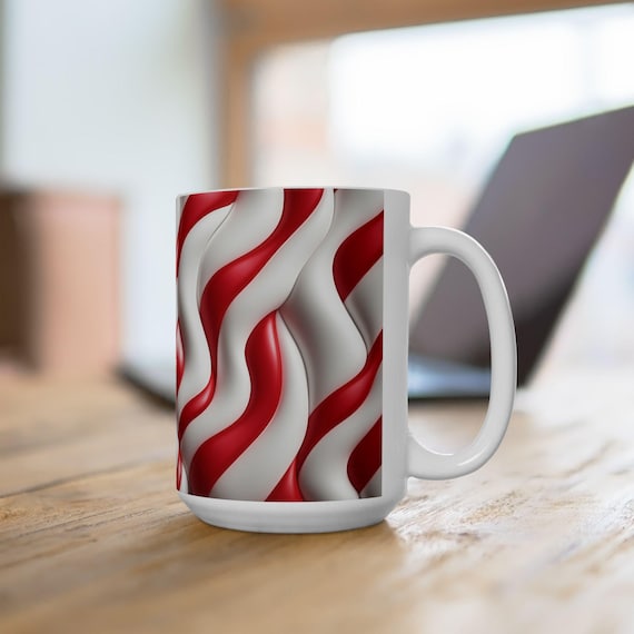 Peppermint Candy Cane Red and White Coffee Mug, Winter Season Treats Cup,  Christmas Present Gift Ideas, Cocoa Custom Drinkware - Etsy