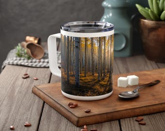 Colorado Aspen Trees In The Fall Insulated Travel Mug, Scenic Nature Foliage Cup, Forest Leaf Changing. Leaf Peepers, Gift For Fall Colors